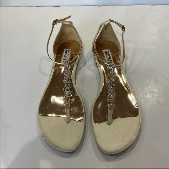 Badgley mischka rhinestone t-strap gladiator Sandals Flip Flops - Picture 8 of 10